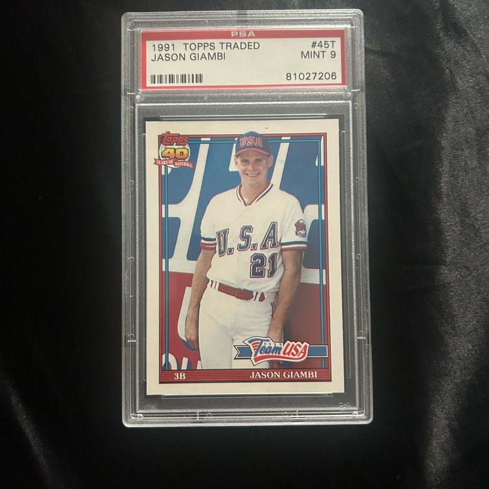 Topps Traded Jason Giambi Card with Blue and Red Accents